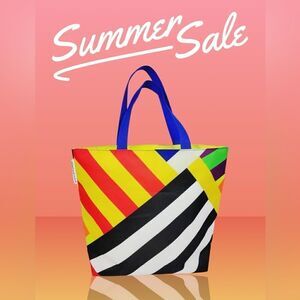 Donald X Clinique GEOMETRIC Nylon Shopper Shoulder Travel Tote Beach Bag